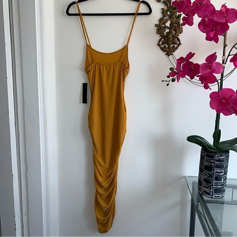 GOLD RUCHED MIDI DRESS - Picture 7 of 15